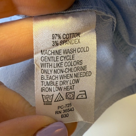 Izod Button Front Blouse Cotton 3/4 Sleeves Classic Blue Women’s Size Large - Picture 8 of 8